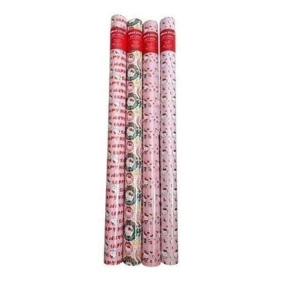 Hello Kitty Happy Holiday's Pink Wrapping Paper Set - Picture 2 of 8